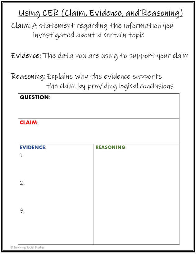 Claim Evidence Reasoning Worksheet Answer Key